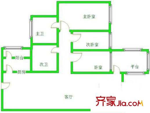 凱瑞花都戶型圖戶型圖 3室1廳2衛(wèi)1廚