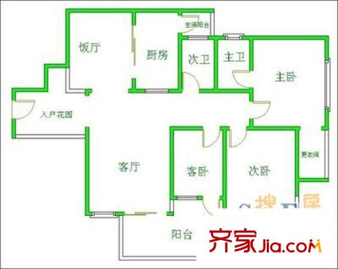 百仁安盛戶型圖戶型圖 3室2廳2衛(wèi)1廚