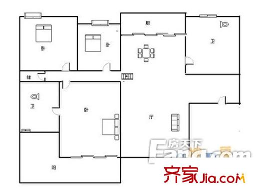金科苑二區(qū)戶型圖戶型圖 3室2廳2衛(wèi)1廚