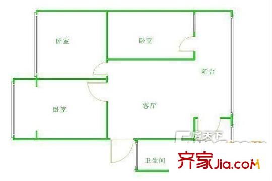 金科苑二區(qū)戶型圖戶型圖 3室1廳1衛(wèi)1廚