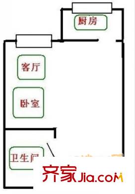 康橋品上戶型圖戶型圖 1室1衛(wèi)1廚