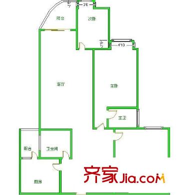 康橋品上戶型圖戶型圖 3室2廳1衛(wèi)1廚