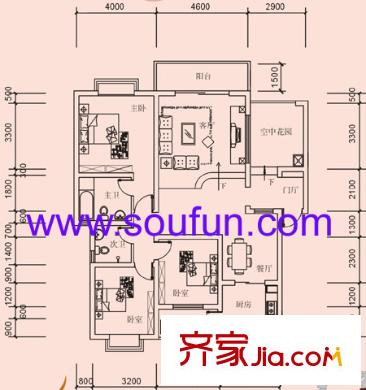 塞納河畔戶型圖G型 3室2廳2衛(wèi)1廚