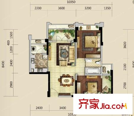 海棠公館戶型圖戶型圖 2室2廳1衛(wèi)1廚