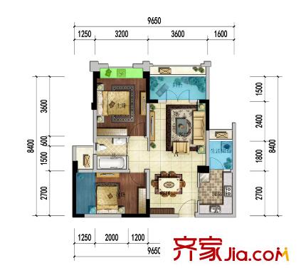 海棠公館戶型圖A戶型（不分期） 2室2廳1衛(wèi)1廚