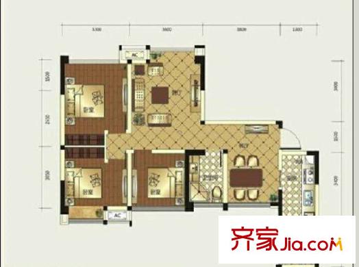 中鐵騎士公館 2室 戶型圖