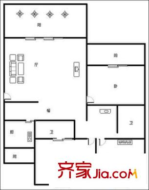 錦城花園 3室 戶型圖