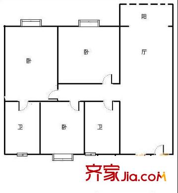 大觀城市花園戶型圖戶型圖 3室1廳2衛(wèi)1廚