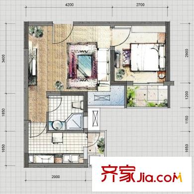 正基城市主場(chǎng)戶型圖A3/B3/C3戶型 1室1廳1衛(wèi)1廚