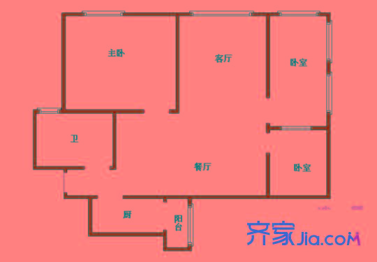 航空花園戶型圖戶型圖 3室2廳1衛(wèi)1廚