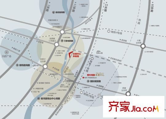 陽光100米婭中心區(qū)位圖