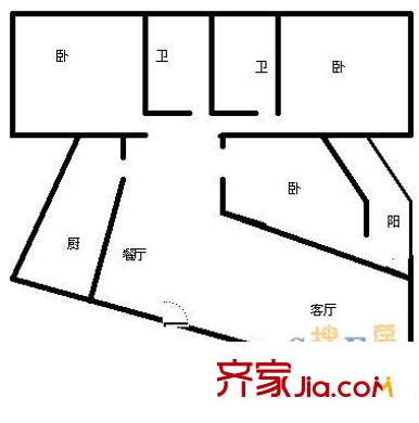 歐城花園 3室 戶型圖