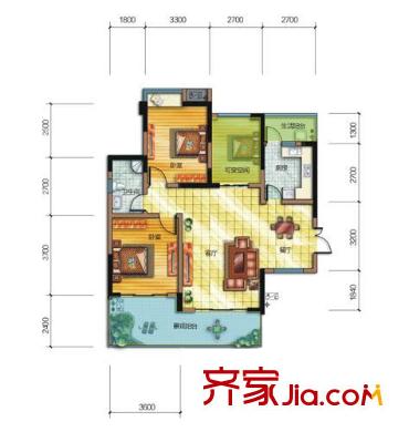 心怡紫晶城戶型圖C 2室2廳1衛(wèi)1廚