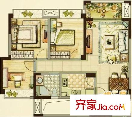 藍(lán)光金楠府 3室 戶型圖