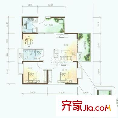 玉林品上戶型圖B-08型偶數(shù)層 2室2廳1衛(wèi)1廚