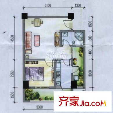 楠貴坊戶型圖戶型圖 1室2廳1衛(wèi)1廚