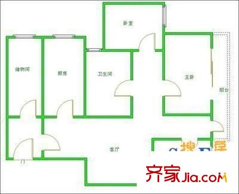 互盛佳苑 3室 戶型圖