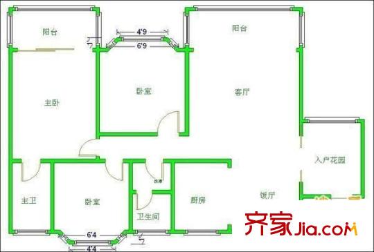 互盛佳苑 3室 戶型圖