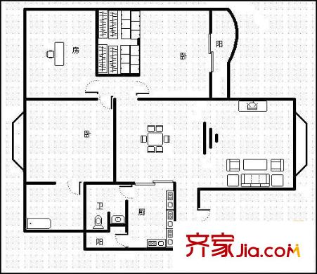 芳草地戶型圖戶型圖 3室2廳1衛(wèi)1廚