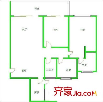 康橋品上戶型圖戶型圖 3室2廳2衛(wèi)1廚