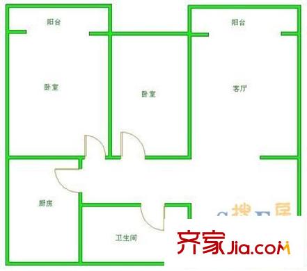 幸福時光戶型圖戶型圖 2室2廳1衛(wèi)1廚