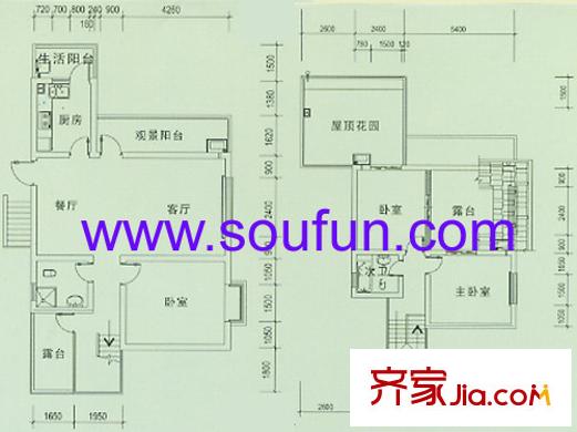 三里風(fēng)物戶型圖H躍 3室2廳2衛(wèi)1廚