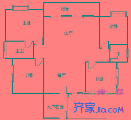 塞納河畔戶型圖戶型圖 4室2廳2衛(wèi)1廚