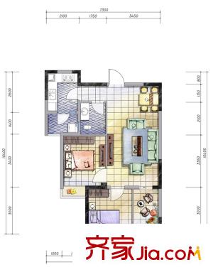 嘉美地戶型圖一期A3-CGF戶型 2室1廳1衛(wèi)1廚