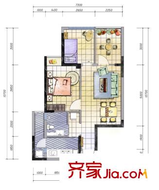 嘉美地戶型圖一期C2-CGF戶型 2室1廳1衛(wèi)