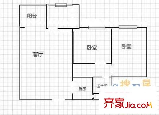 置信玉園清水灣戶型圖戶型圖 2室1廳1衛(wèi)1廚
