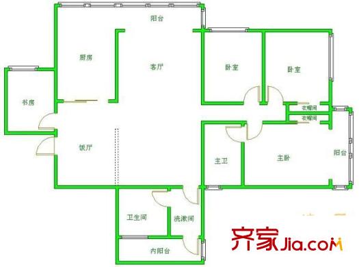 航空花園戶(hù)型圖戶(hù)型圖 4室2廳2衛(wèi)1廚
