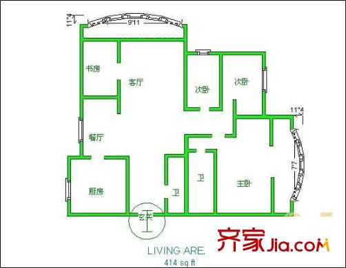 航空花園戶(hù)型圖戶(hù)型圖 4室2廳2衛(wèi)1廚