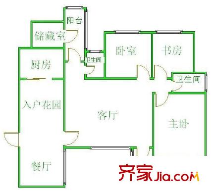藍(lán)光金楠府戶型圖戶型圖 3室2廳2衛(wèi)1廚