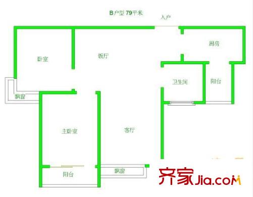 藍(lán)光金楠府戶型圖戶型圖 2室2廳1衛(wèi)1廚