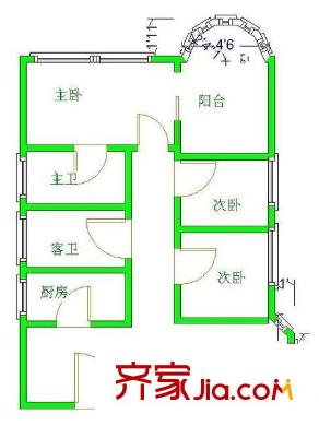 沙河新城戶型圖戶型圖 3室2廳2衛(wèi)1廚