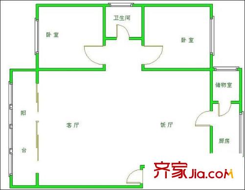 沙河新城戶型圖戶型圖 2室2廳1衛(wèi)1廚