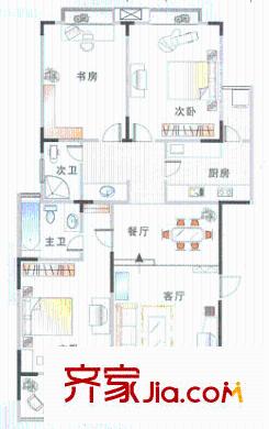 香格里拉花園戶型圖戶型圖 3室2廳2衛(wèi)1廚