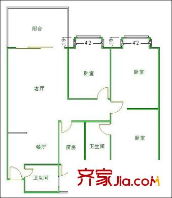 香格里拉花園戶型圖戶型圖 3室2廳2衛(wèi)1廚