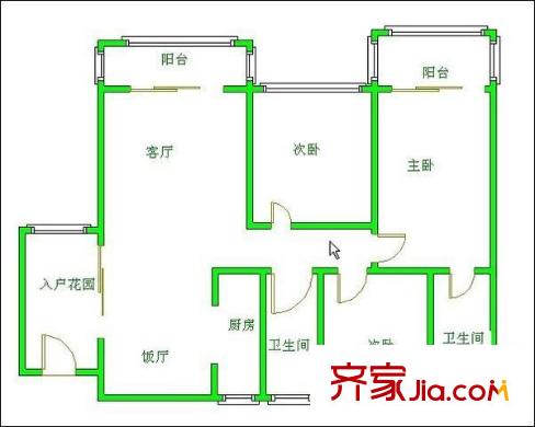 互盛佳苑 3室 戶型圖