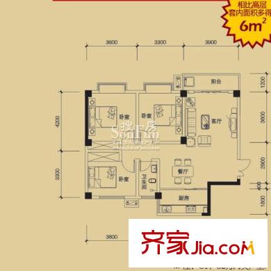 興城融域戶型圖G1型 3室2廳2衛(wèi)1廚