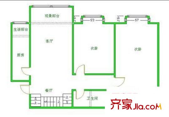 八里陽光 2室 戶型圖