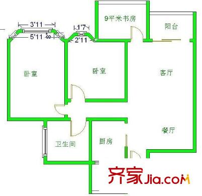 置信玉園清水灣戶型圖戶型圖 2室2廳1衛(wèi)1廚