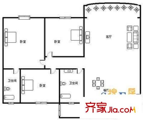 春熙苑 3室 戶型圖