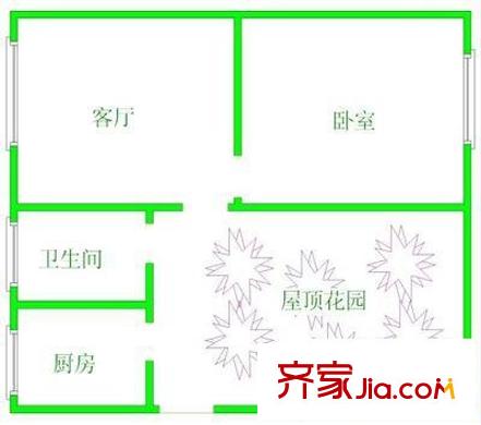 陽光金沙戶型圖戶型圖 1室1廳1衛(wèi)1廚