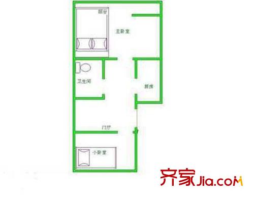 程庄路68号院户型图户型图 2室1厅1卫1厨