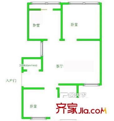 紫运园户型图户型图 3室1厅1卫1厨