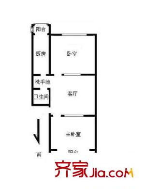 建欣苑三里户型图2室户型图 2室1厅1卫1厨