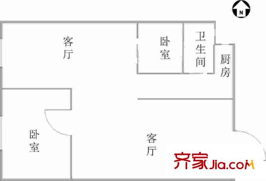 建欣苑三里户型图2室户型图 2室2厅1卫1厨