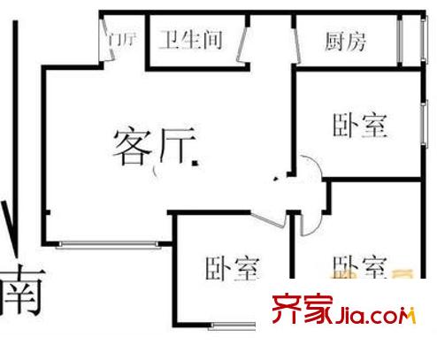 中国银行宿舍户型图户型图 3室1厅1卫1厨