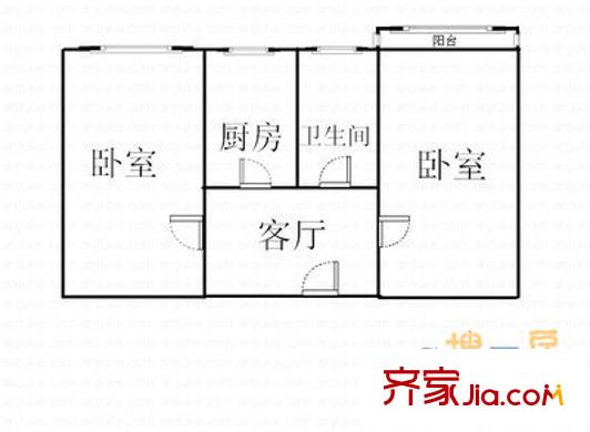 垂杨柳东里户型图户型图 2室1厅1卫1厨